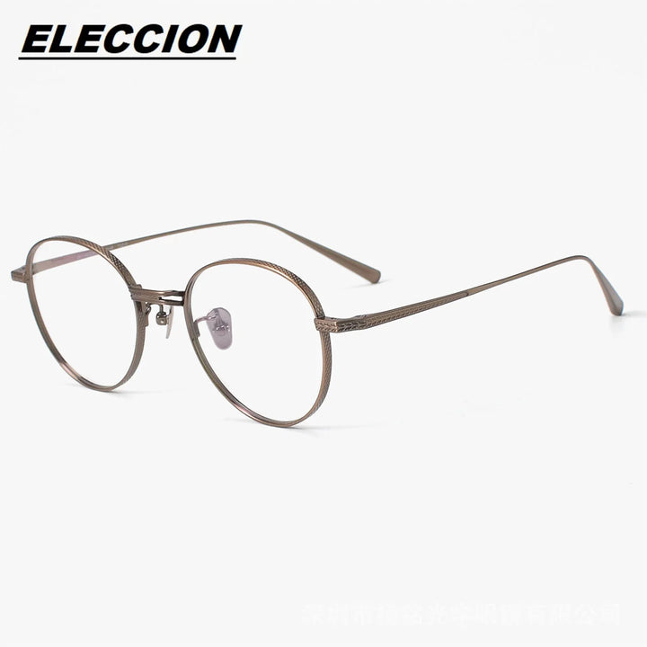 Eleccion Women's Full Rim Oval Square Titanium Eyeglasses 49027