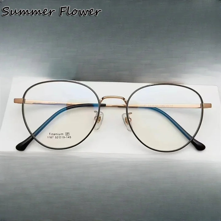 Summer Flower Unisex Full Rim Oval Round Titanium Eyeglasses 611167