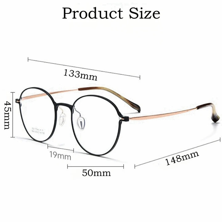 Yimaruili Women's Full Rim Round Titanium Alloy Eyeglasses 99814