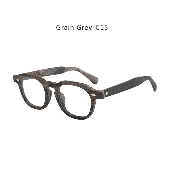 Hdcrafter Men's Large Full Rim Square Wood Eyeglasses 8183 Full Rim Hdcrafter Eyeglasses Grain-Grey-C15  