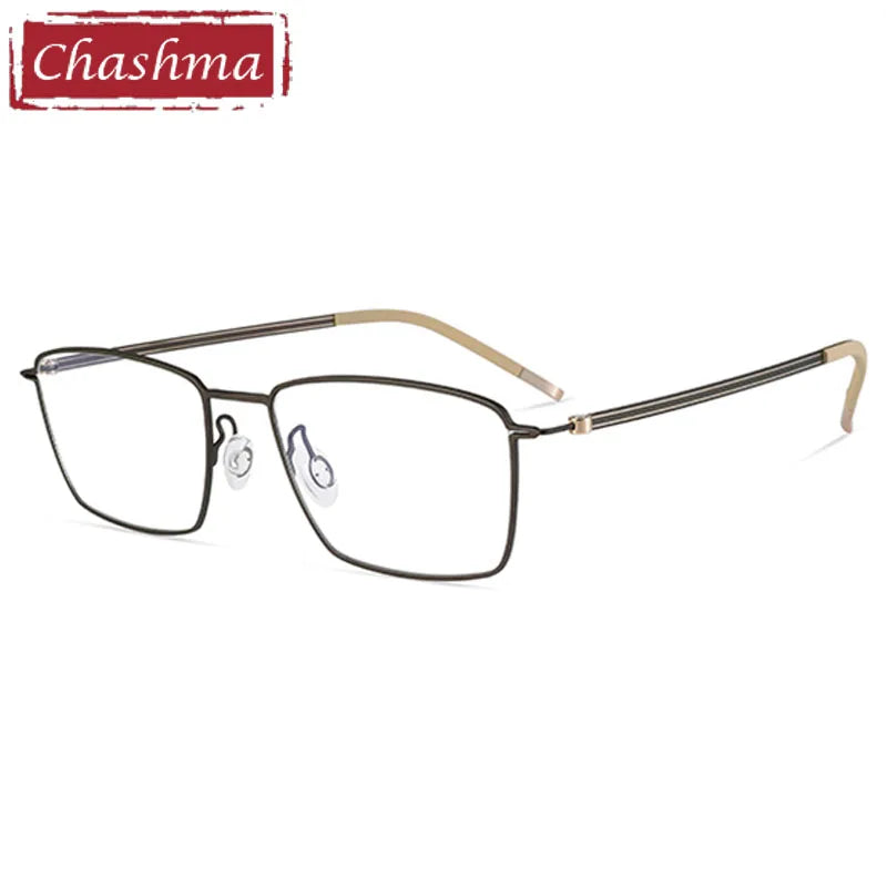 Chashma Ottica Men's Full Rim Square Screwless Titanium Eyeglasses 7242 Full Rim Chashma Ottica Black  