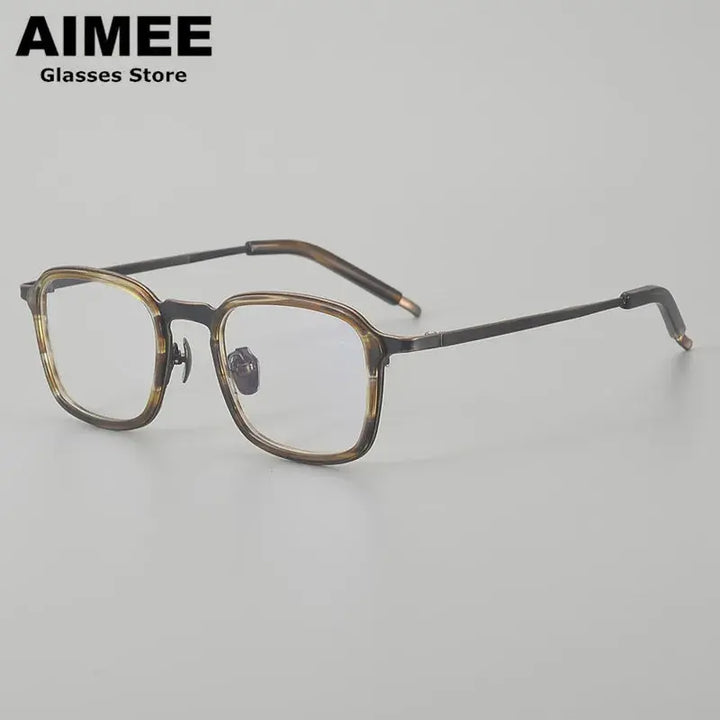 Aimee Unisex Full Rim Big Square Titanium Acetate Eyeglasses 410137 FuzWeb