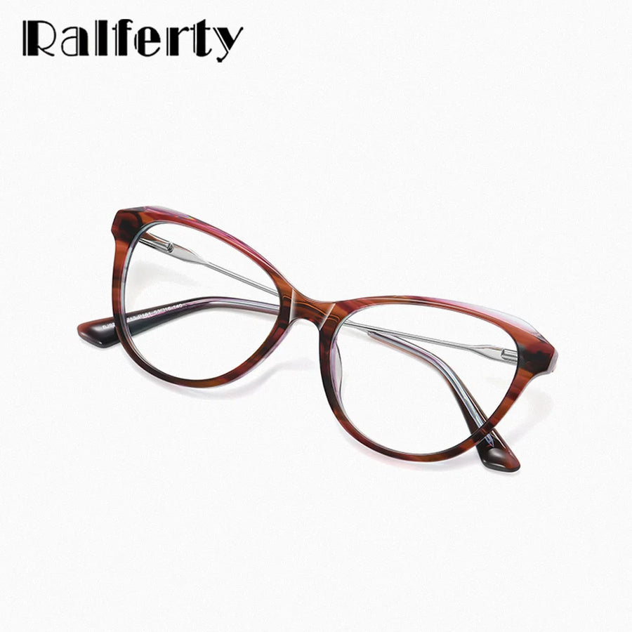 Ralferty Women's Full Rim Square Cat Eye Acetate Eyeglasses R9216 Full Rim Ralferty   