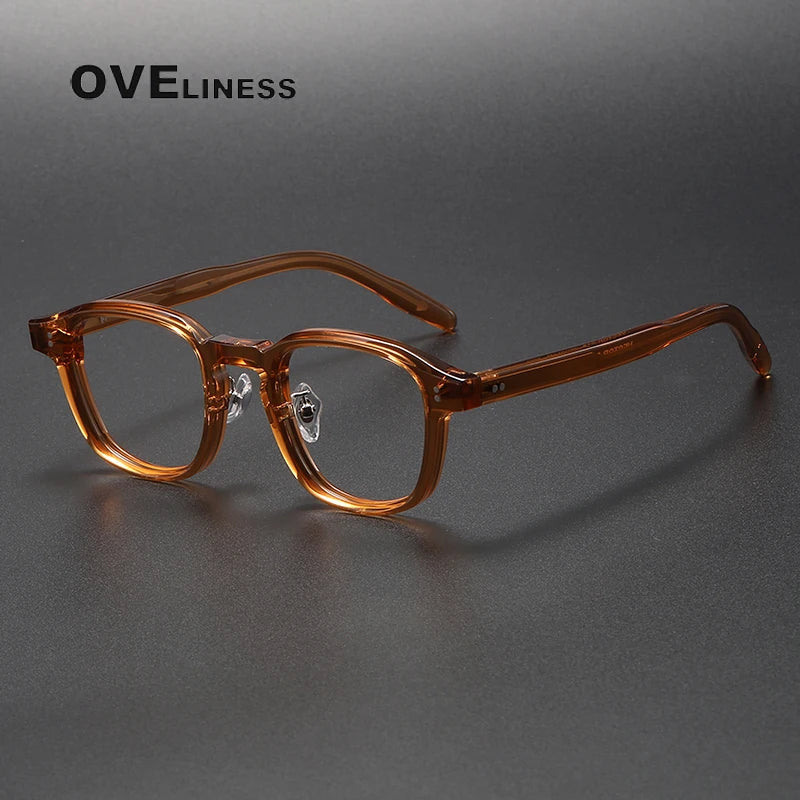 Oveliness Unisex Full Rim Square Acetate Eyeglasses V013 Full Rim Oveliness tea  