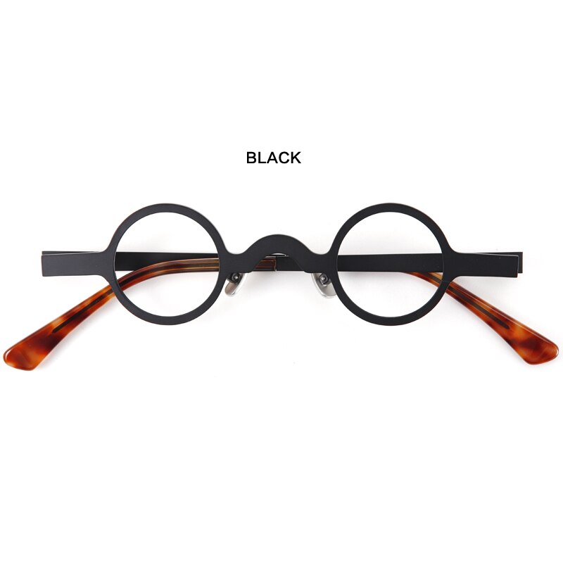 Muzz Men's Full Rim Small Round Titanium Alloy Eyeglasses V5 Full Rim Muzz Black  