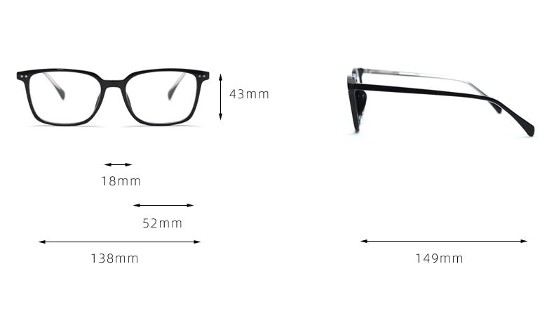 CCspace Unisex Full Rim Square Tr 90 Titanium Eyeglasses 56787 Full Rim CCspace   