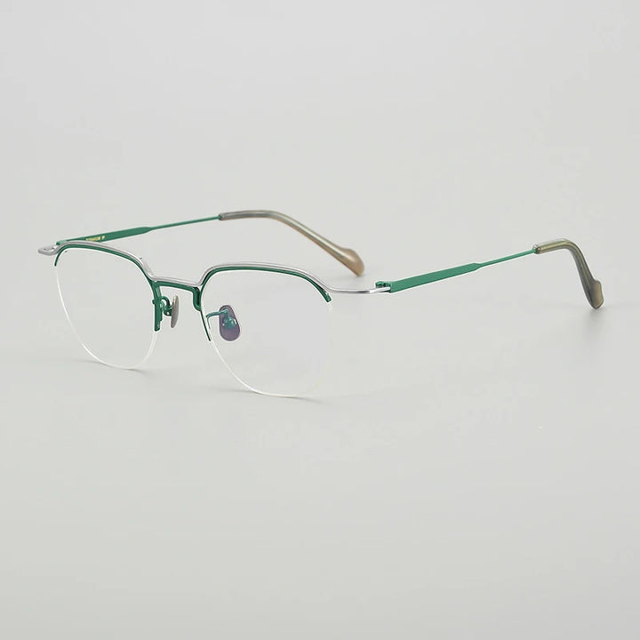 Hewei Unisex Semi Rim Polygon Square Titanium Eyeglasses 190036 Semi Rim Hewei C5  