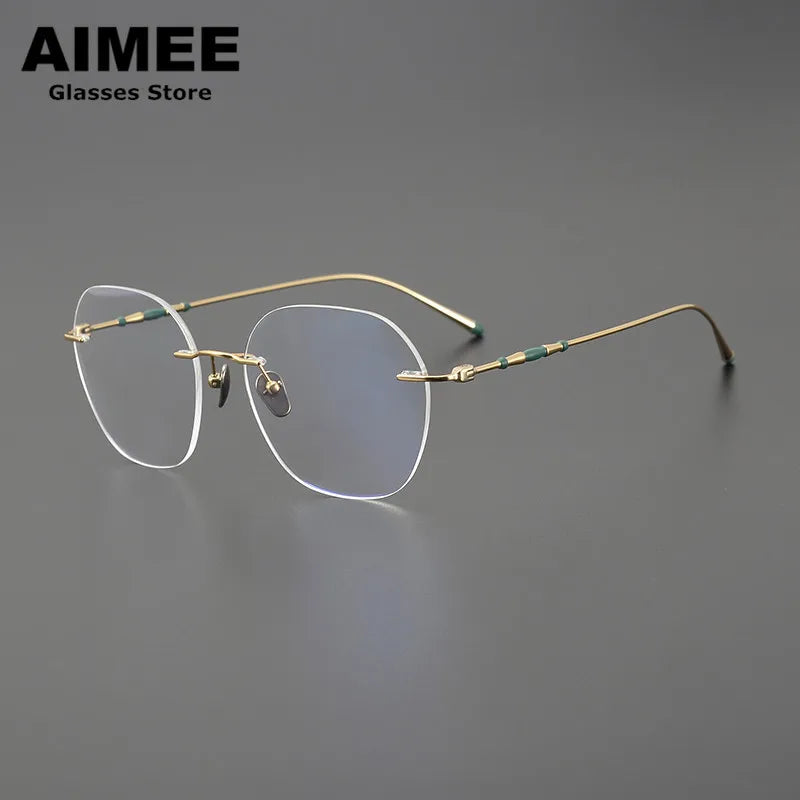 Aimee Men's Rimless Polygon Square Titanium Eyeglasses 5930 Rimless Aimee   