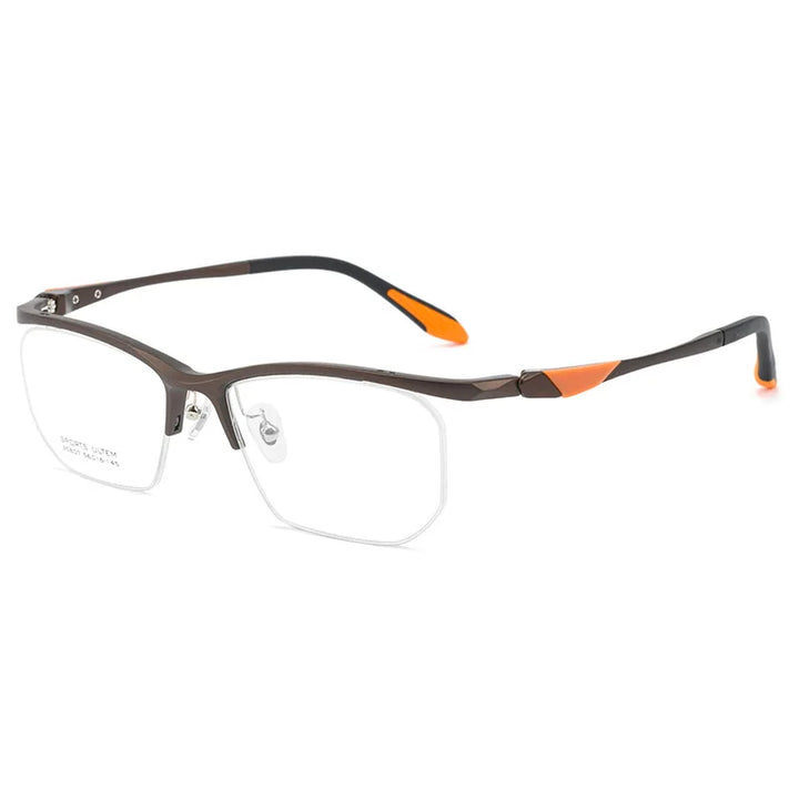 Yimaruili Unisex Semi Rim Classic Pure Titanium Eyeglasses CZ807 — view 6 | Yimaruili at FuzWeb