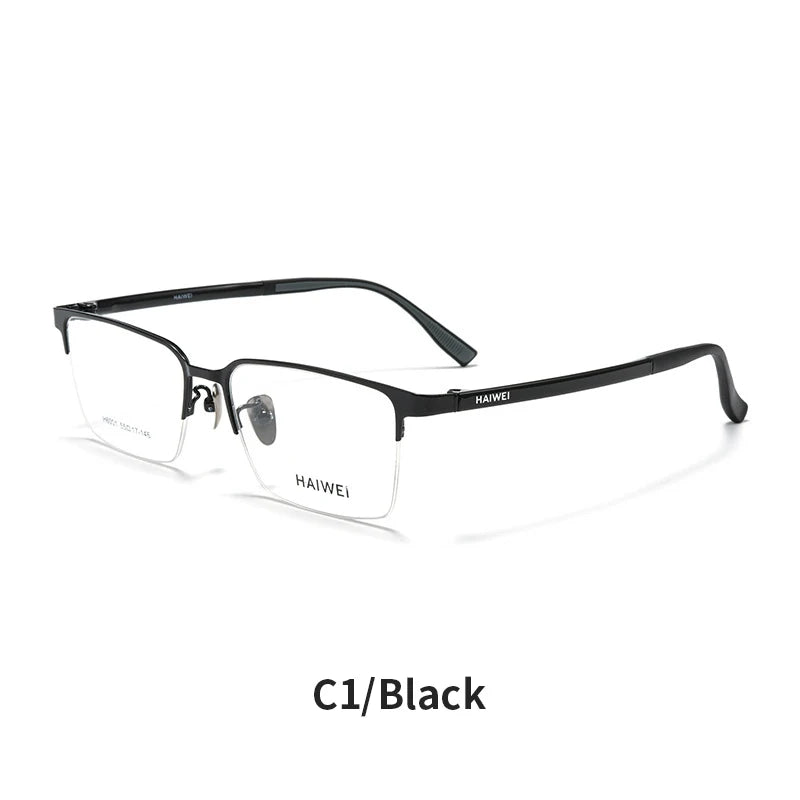 KatKani Unisex Semi Rim Square Ultem Alloy Eyeglasses 496001 Semi Rim KatKani Eyeglasses Black CHINA