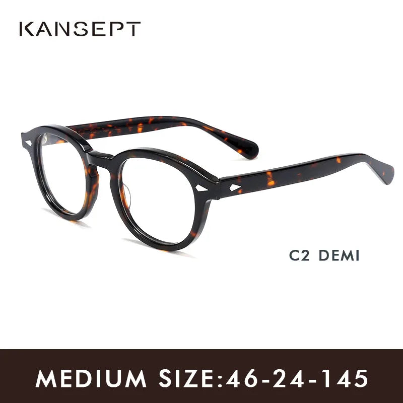 Kansept Unisex Full Rim Round Thick Acetate Eyeglasses 24145 Full Rim Kansept demi-46 CHINA 