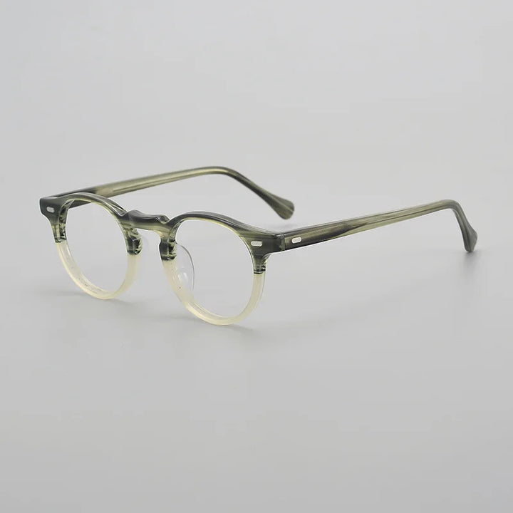 Black Mask Women's Full Rim Round Acetate Eyeglasses 5016 Full Rim Black Mask Green  