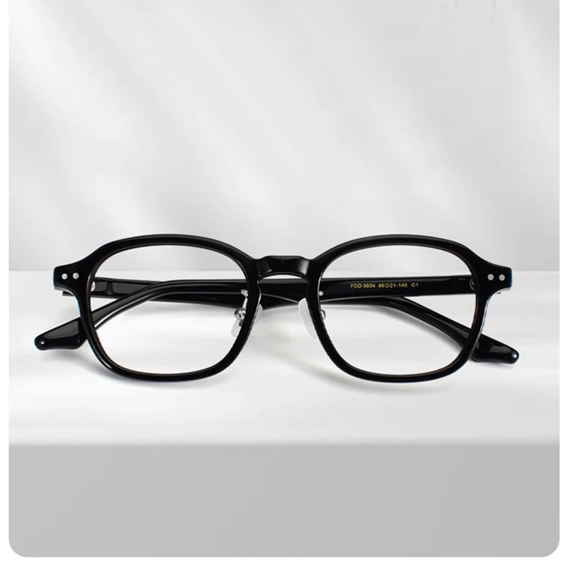Black Mask Unisex Full Rim Polygon Square Acetate Eyeglasses 369804