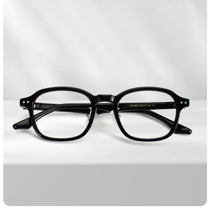 Black Mask Unisex Full Rim Polygon Square Acetate Eyeglasses 369804