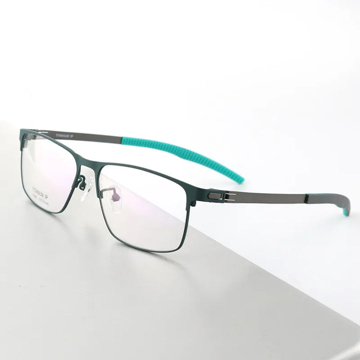 Aimee Unisex Full Rim Square Screwless Titanium Sport Eyeglasses 61981 Full Rim Aimee Green-Grey  