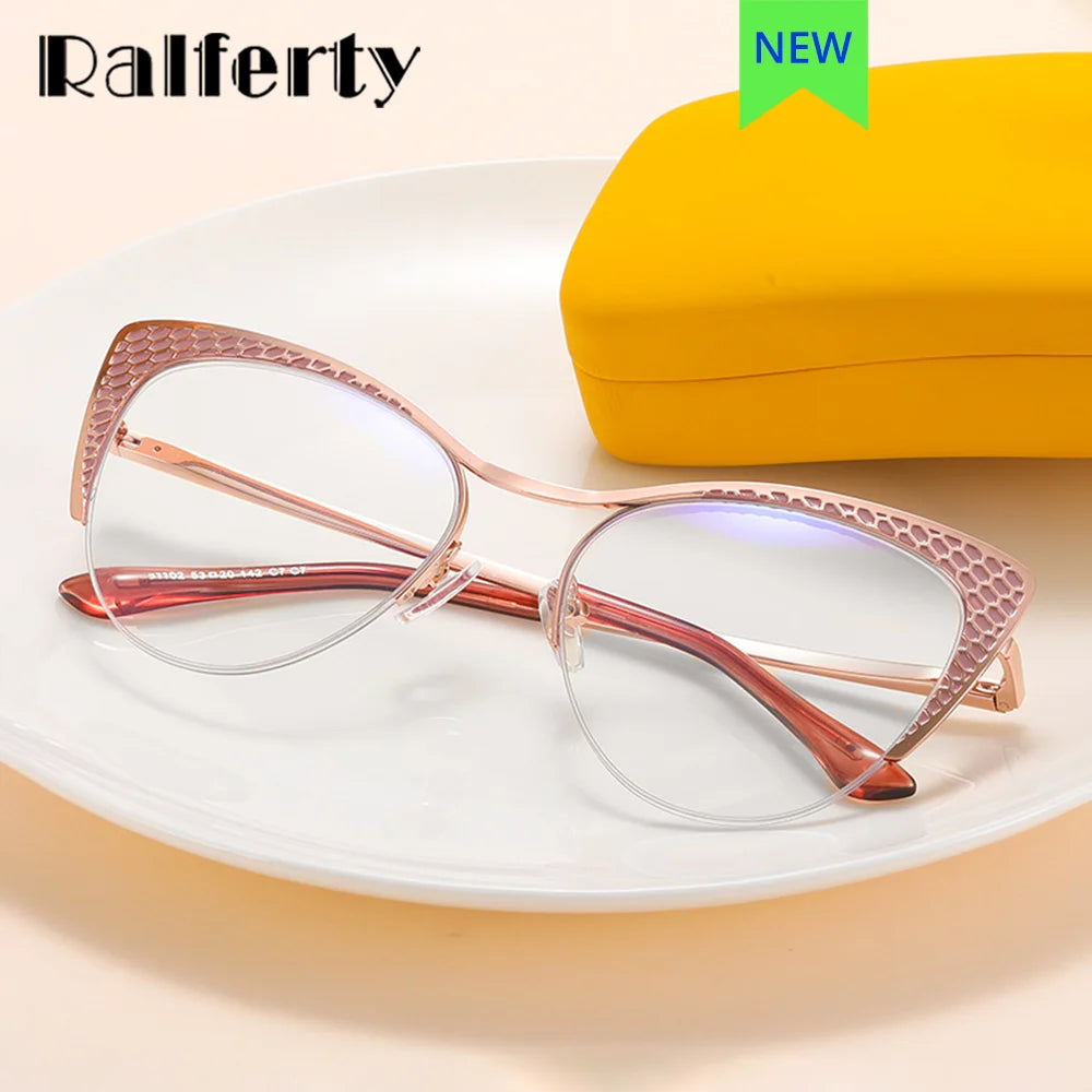 Ralferty Women's Full Rim Square Cat Eye Alloy Eyeglasses R811102 Full Rim Ralferty   