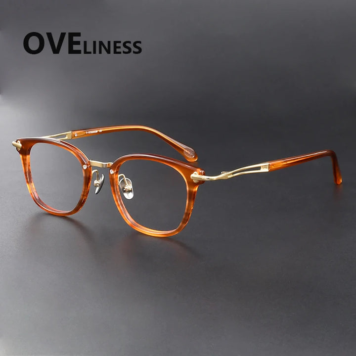 Oveliness Unisex Full Rim Oval Square Titanium Acetate Eyeglasses 369143