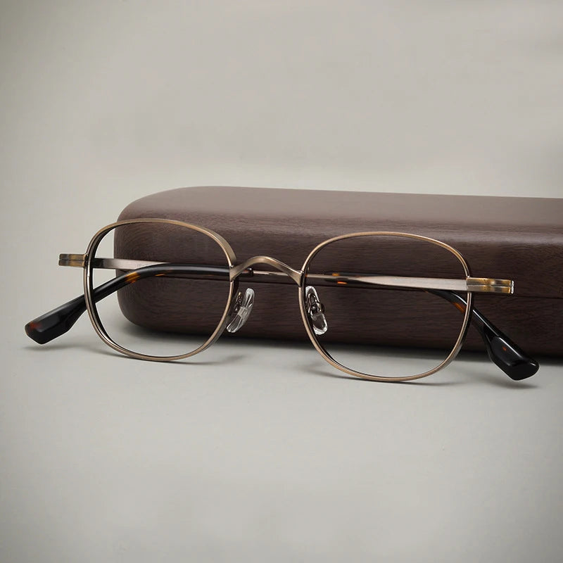 Black Mask Unisex Full Rim Oval Square Titanium Eyeglasses 310520