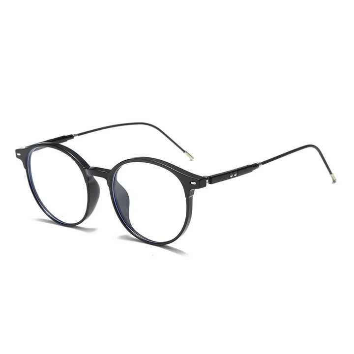 Yimaruili Unisex Full Rim Round Tr 90 Eyeglasses Y8123 Full Rim Yimaruili Eyeglasses Brihgt Black  