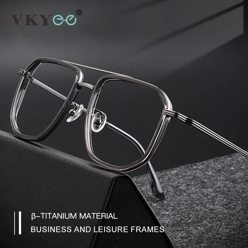 Vicky Men's Full Rim Big Square Double Bridge Titanium Reading Glasses 2216 Reading Glasses Vicky   