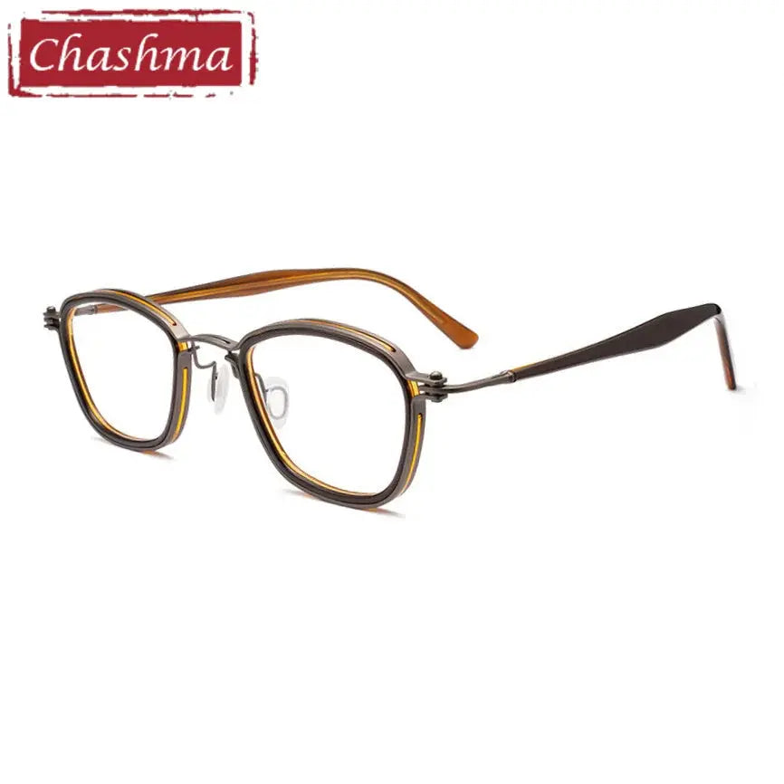 Chashma Ottica Unisex Full Rim Square Acetate Titanium Eyeglasses 795861 FuzWeb
