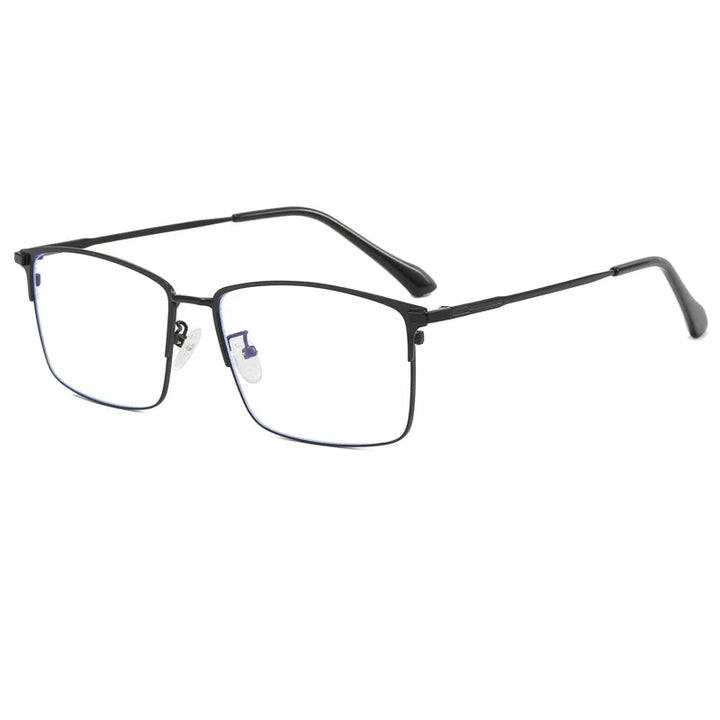 Hdcrafter Mens Oversized Full Rim Square Titanium Eyeglasses 101951 Full Rim Hdcrafter Eyeglasses black  