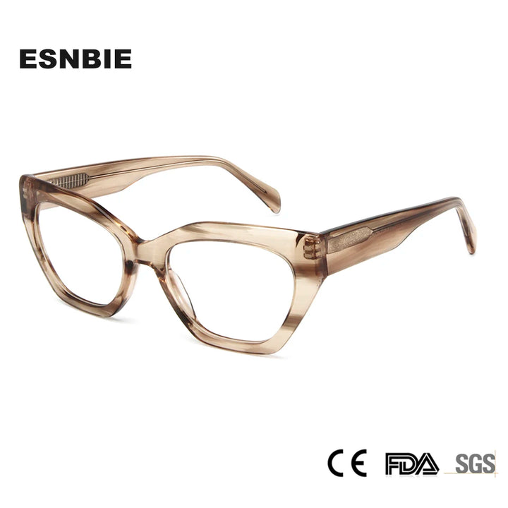 Esnbie Unisex Full Rim Oval Cat Eye Acetate Eyeglasses 23021 Full Rim Esnbie   