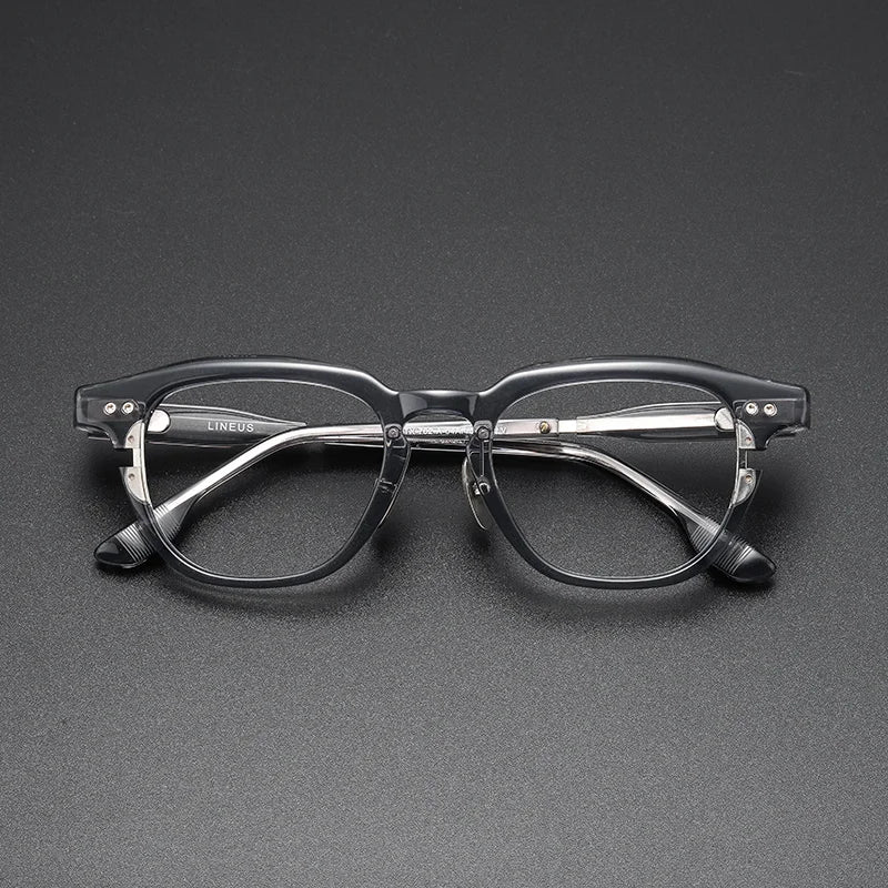 Black Mask Unisex Full Rim Acetate Square Eyeglasses D702 Full Rim Black Mask Gray  