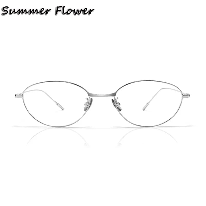 Summer Flower Unisex Full Rim Oval Cat Eye Titanium Eyeglasses 30883 Full Rim Summer Flower