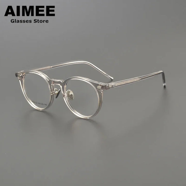 Aimee Unisex Full Rim Round Square Acetate Titanium Eyeglasses 19004