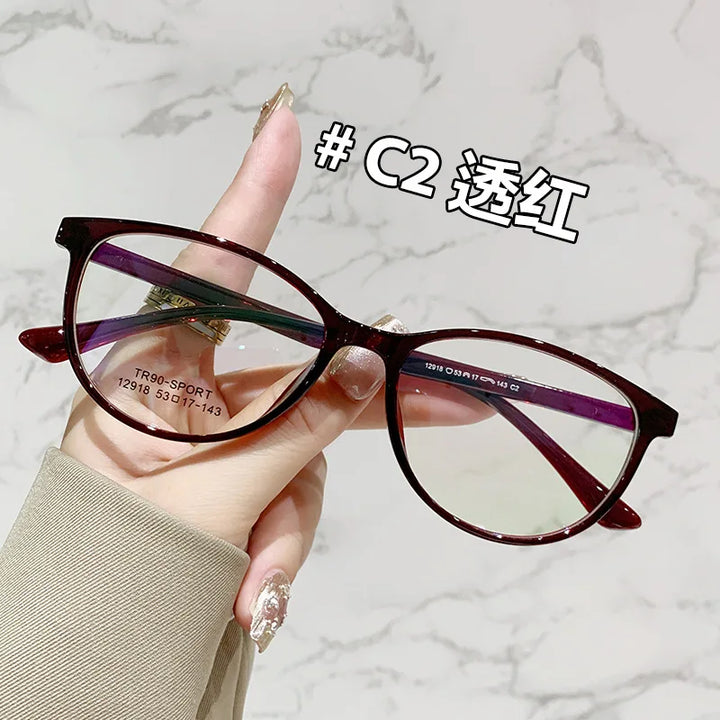 Zirosat Women's Full Rim Square Cat Eye Tr 90 Titanium Eyeglasses 12918