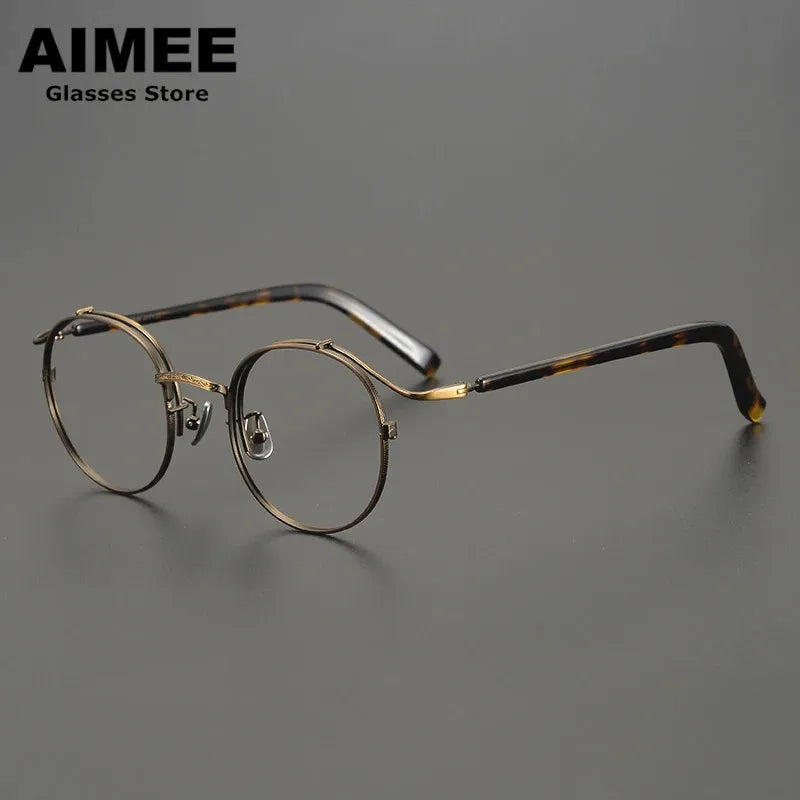 Aimee Unisex Full Rim Round Titanium Eyeglasses 14044 Full Rim Aimee   