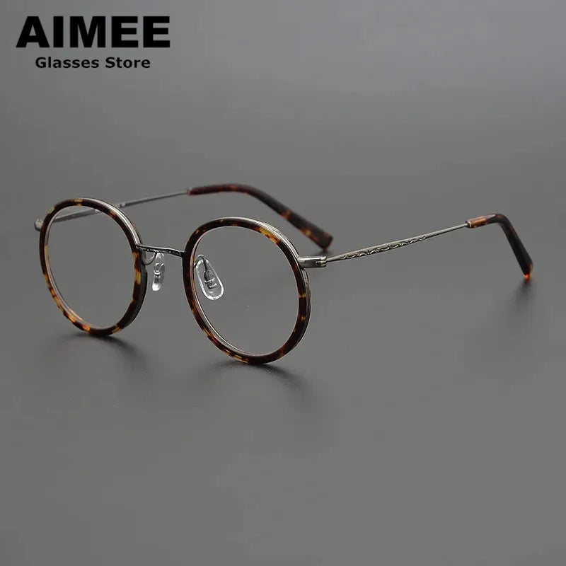 Aimee Unisex Full Rim Round Titanium Acetate Eyeglasses 2804 Full Rim Aimee   