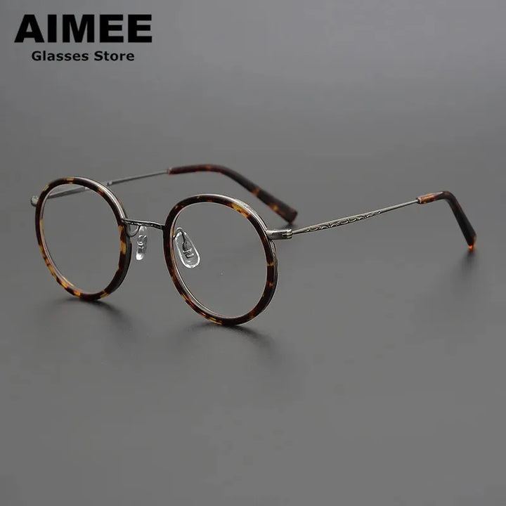 Aimee Unisex Full Rim Round Titanium Acetate Eyeglasses 2804