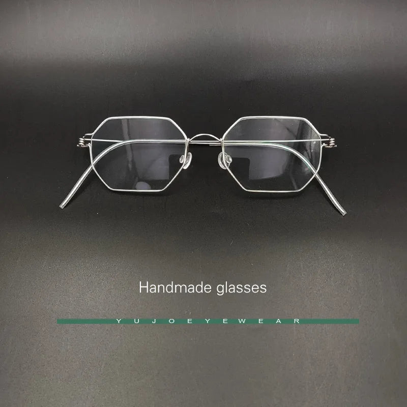 Yujo Unisex Full Rim Hexagon Screwless Steel Custom Eyeglasses 14131