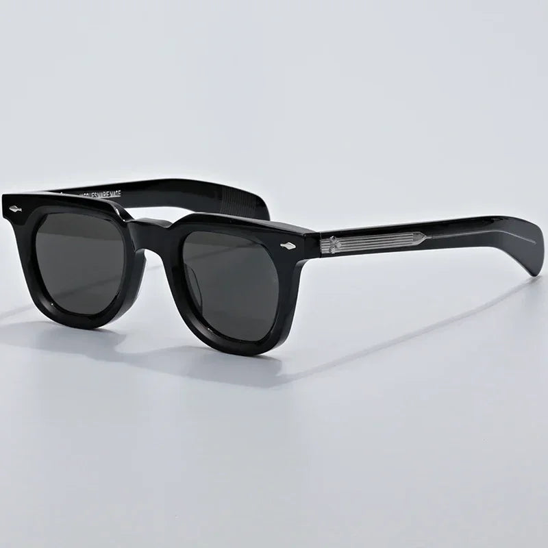 Hewei Unisex Full Rim Square Acetate Sunglasses 0021 Sunglasses Hewei black-black as picture 