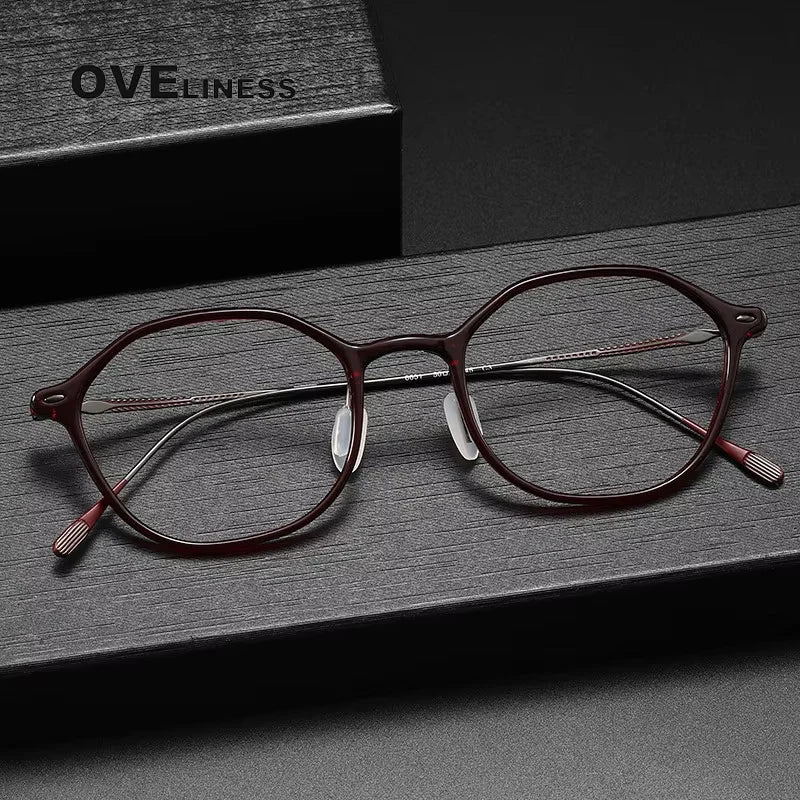 Oveliness Women's Full Rim Oval Square Titanium Acetate Eyeglasses 4651 Full Rim Oveliness   