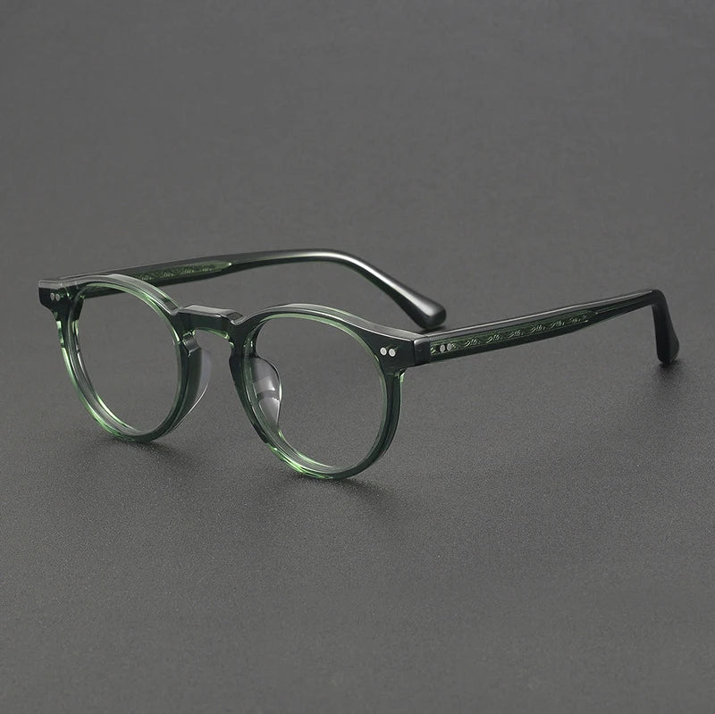 Black Mask Women's Full Rim Round Acetate Eyeglasses 48095 Full Rim Black Mask Green