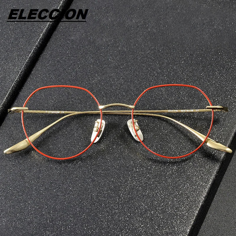 Eleccion Women's Full Rim Flat Top Oval Titanium Eyeglasses 424176 Full Rim Eleccion