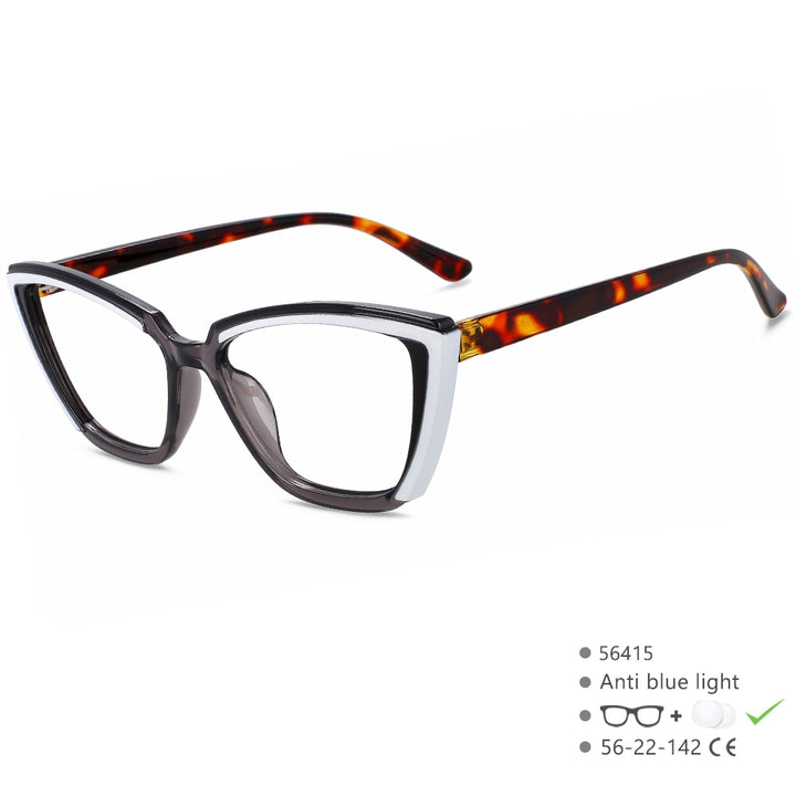 CCSpace Women's Full Rim Cat Eye Tr 90 Eyeglasses 56415 Full Rim CCspace White  
