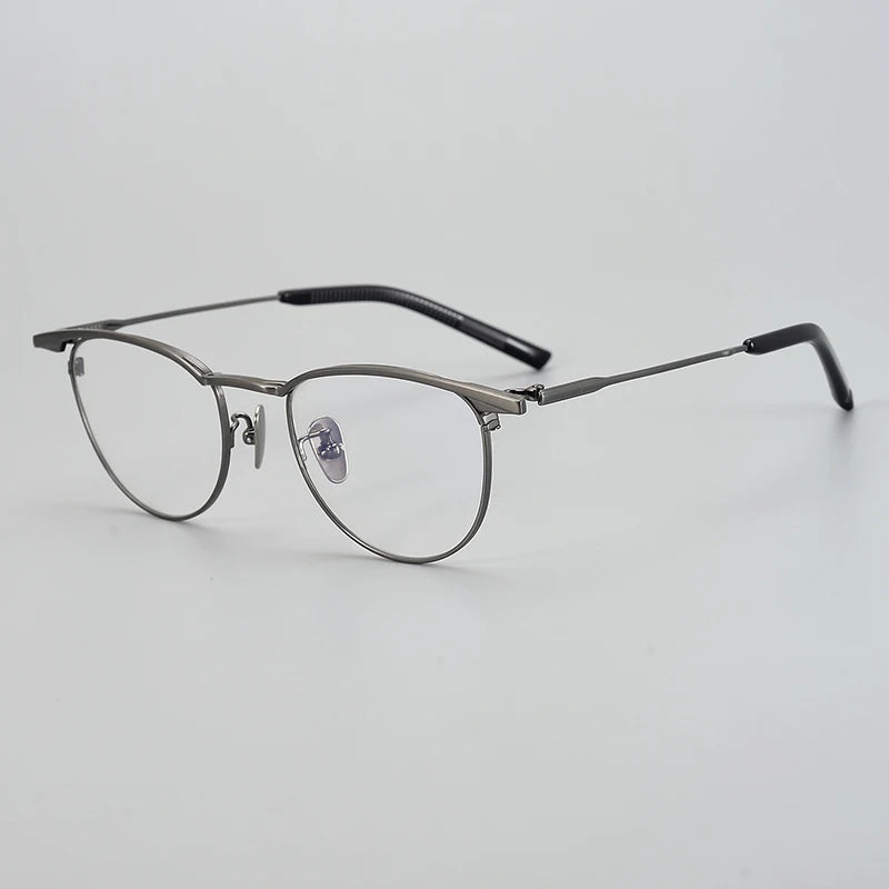 Aimee Unisex Full Rim Brow Line Oval Titanium Eyeglasses 19155 Full Rim Aimee Gun Grey  