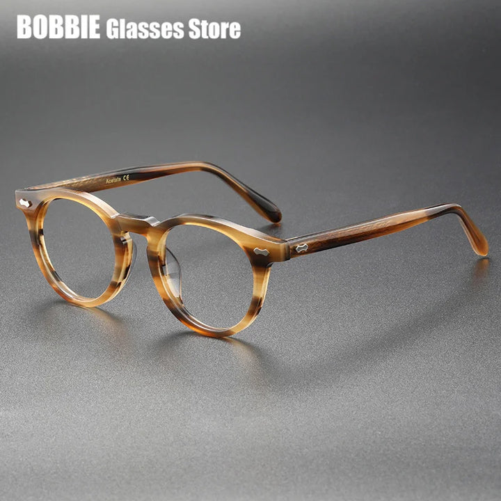 Bobbie Unisex Full Rim Oval Round Acetate Titanium Eyeglasses 765053