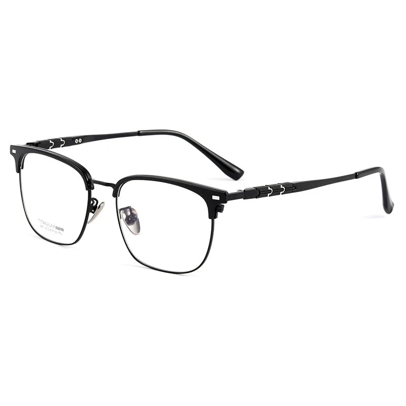 Handoer Women's Full Rim Square Titanium Acetate Eyeglasses 9019 Full Rim Handoer black  