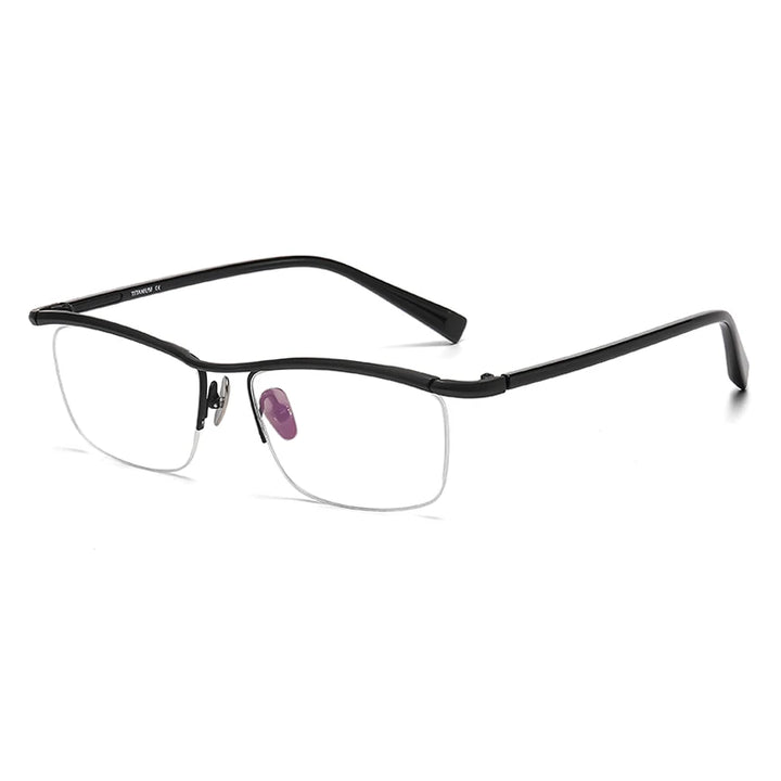 Gatenac Unisex Semi Rim Square Brow Line Titanium Eyeglasses Gxyj876