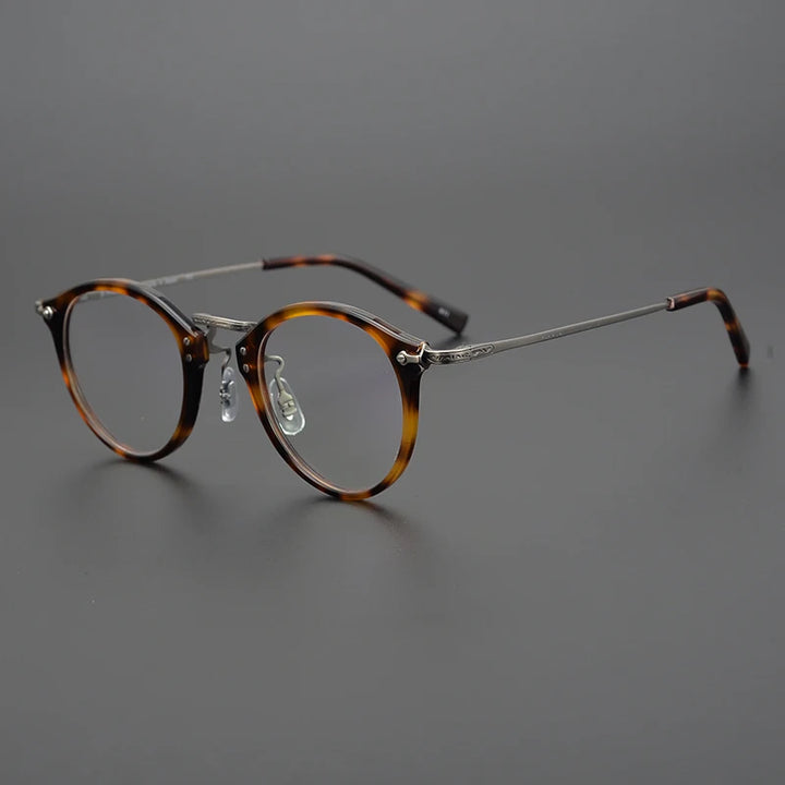 Black Mask Unisex Full Rim Round Titanium Acetate Eyeglasses 84805