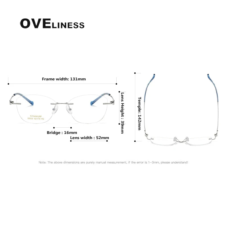 Oveliness Women's Rimless Square Cat Eye Titanium Eyeglasses 196003 Rimless Oveliness   