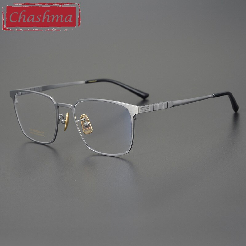 Chashma Men's Full Rim Square Titanium Eyeglasses 91064 Full Rim Chashma Gray  