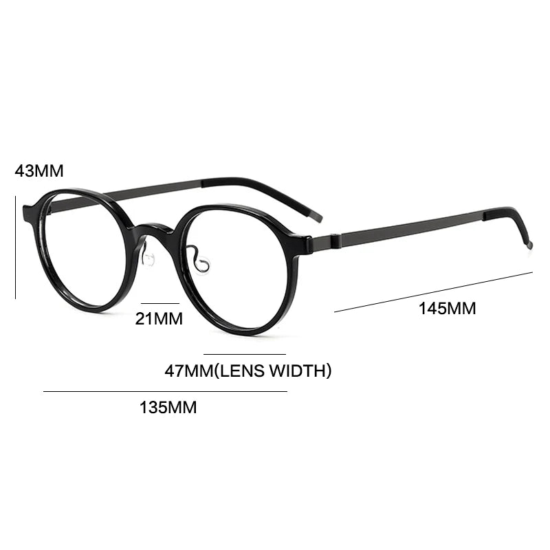 Gatenac Unisex Full Rim Round Screwless Acetate Eyeglasses Gxyj1452 Full Rim Gatenac   