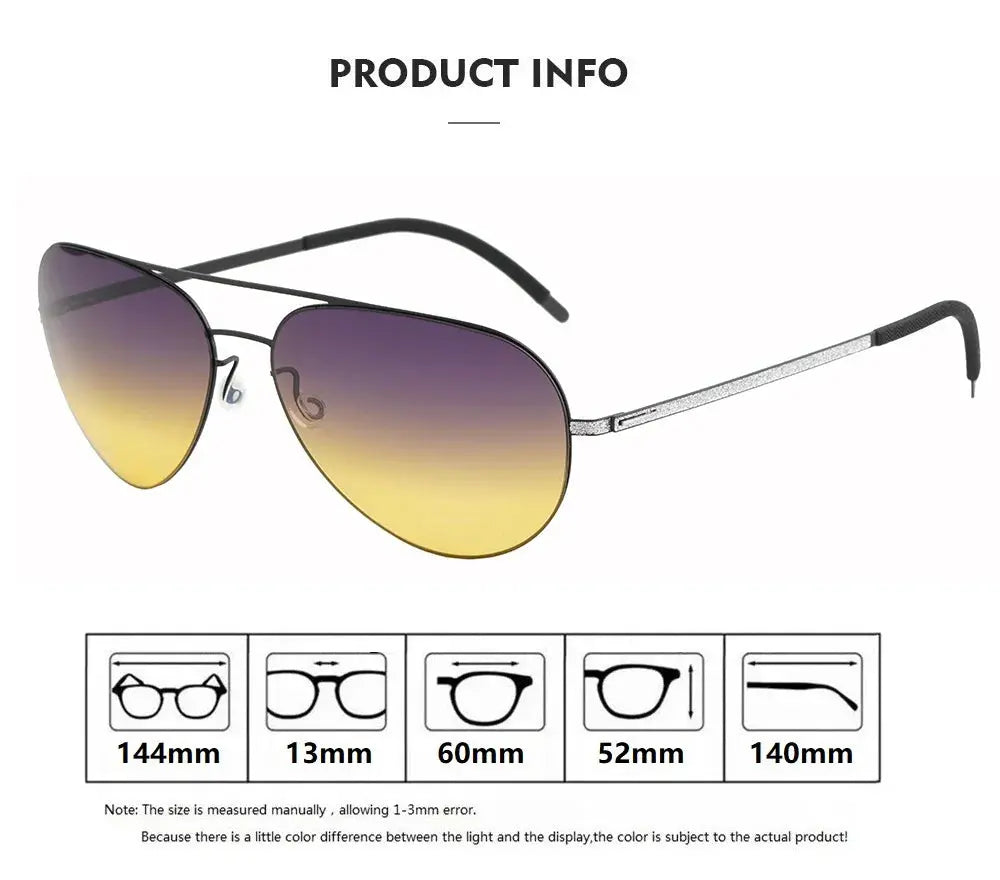 Aimee Unisex Full Rim Oval Double Bridge Titanium Sunglasses 842002 FuzWeb