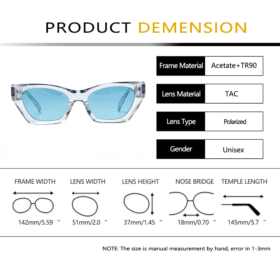 Esnbie Unisex Full Rim Cat Eye Acetate Tr 90 Sunglasses 230671